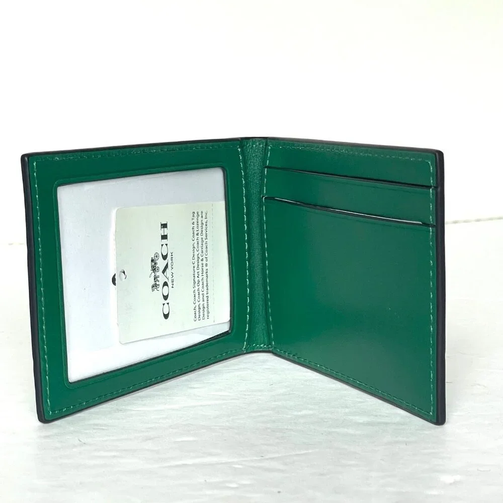 Coach Mens Green Croc Embossed Leather 3-in-1 ID Billfold